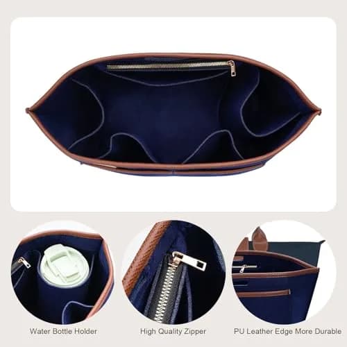 ZTUJO Premium Felt LongChamp Organizer Insert Large | Compatible with Longchamp Le Pliage & Xtra (Navy Blue, Large) thumbnail 4