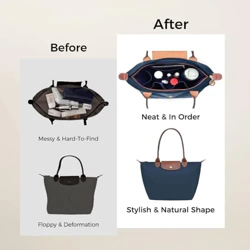 ZTUJO Premium Felt LongChamp Organizer Insert Large | Compatible with Longchamp Le Pliage & Xtra (Navy Blue, Large) thumbnail 8