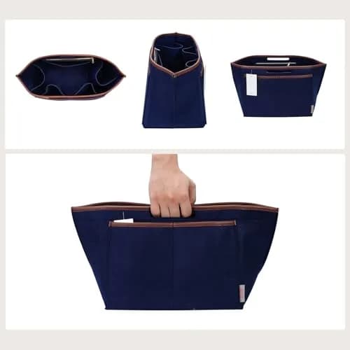ZTUJO Premium Felt LongChamp Organizer Insert Large | Compatible with Longchamp Le Pliage & Xtra (Navy Blue, Large) thumbnail 2