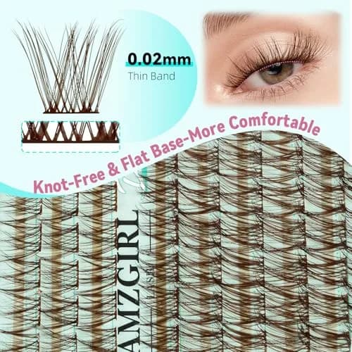 AMZGIRL Brown Lash Clusters 176PCS | Natural Light Hair Blend, Reusable & Easy DIY Application thumbnail 3