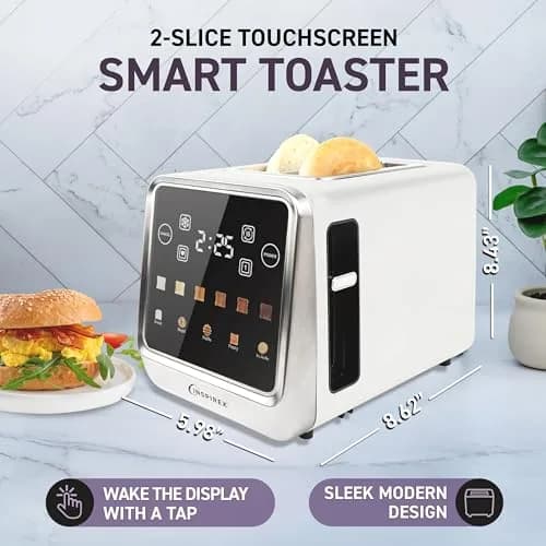 Nostalgia Inspirex Touch Screen Toaster - 2 Extra Wide Slots | 5 Bread Types & 6 Browning Levels thumbnail 2
