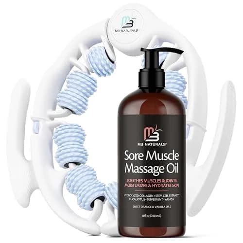 M3 Naturals Sore Muscle Massage Oil & Lymphatic Drainage Massager Kit 240ml (8 fl oz) | Doctor Recommended thumbnail 1
