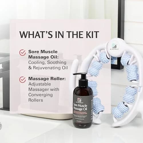 M3 Naturals Sore Muscle Massage Oil & Lymphatic Drainage Massager Kit 240ml (8 fl oz) | Doctor Recommended thumbnail 2