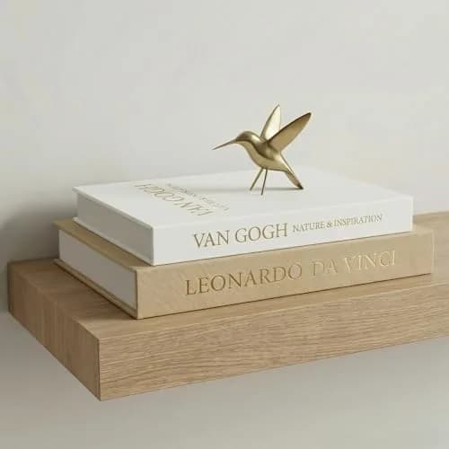 Inoostar Aesthetic Decorative Books Set of 2 Linen Boxes with Gold Lettering 21cm (8.27 in) | Enhance Your Coffee Table, Bookshelf or Mantle Decor thumbnail 1