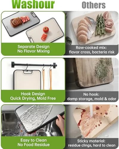 Washour Titanium Cutting Board for Kitchen 16" x 10" | 2-in-1 Non Toxic Dual-Sided Design thumbnail 2