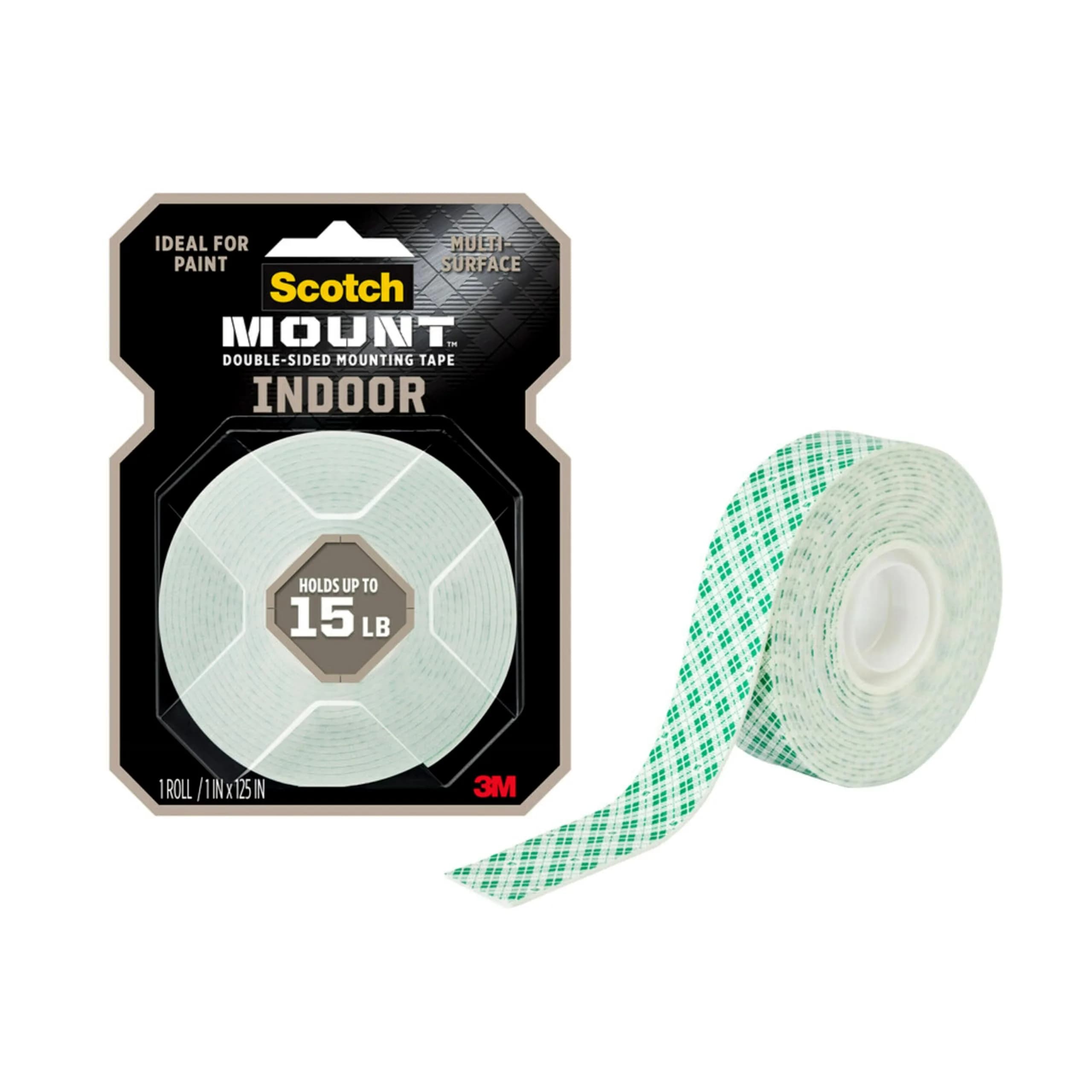 Scotch-Mount White Adhesive Tape 25.4mm x 3.17m (1 in x 125 in) | 3M Industrial Strength Double-Sided Foam Tape (Pack of 6) - main product image