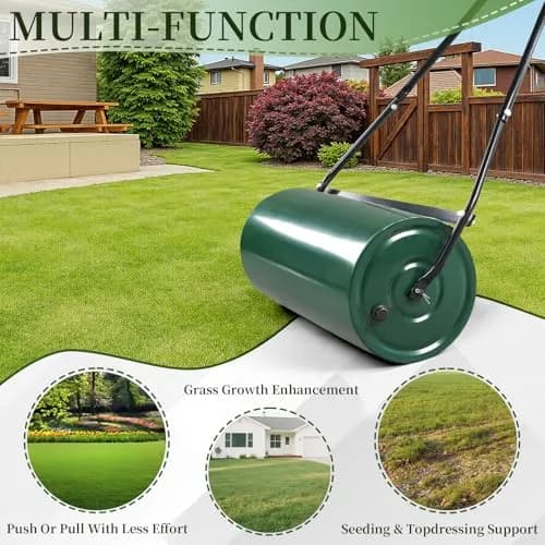Outvita Lawn Roller, 13 Gallons | Water & Sand Filled, Steel Drum, Green & Black thumbnail 8