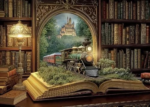 BUAHA Magic Books Train Jigsaw Puzzle 1000 Pieces | 70 x 50 cm (27.5 x 19.7 inches) thumbnail 1