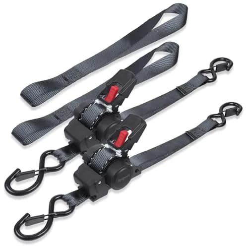 Ayaport Retractable Ratchet Straps 1in x 12ft | Heavy Duty Motorcycle & Cargo Tie Downs thumbnail 1