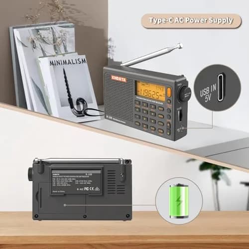 XHDATA R108 Portable Radio AM/FM/SW/LW/Airband Shortwave Receiver 12.7cm (5in) | DSP Chip for Clear Reception thumbnail 4