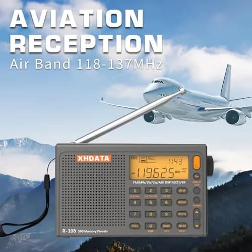 XHDATA R108 Portable Radio AM/FM/SW/LW/Airband Shortwave Receiver 12.7cm (5in) | DSP Chip for Clear Reception thumbnail 5