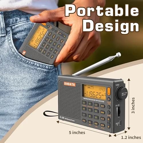 XHDATA R108 Portable Radio AM/FM/SW/LW/Airband Shortwave Receiver 12.7cm (5in) | DSP Chip for Clear Reception thumbnail 2