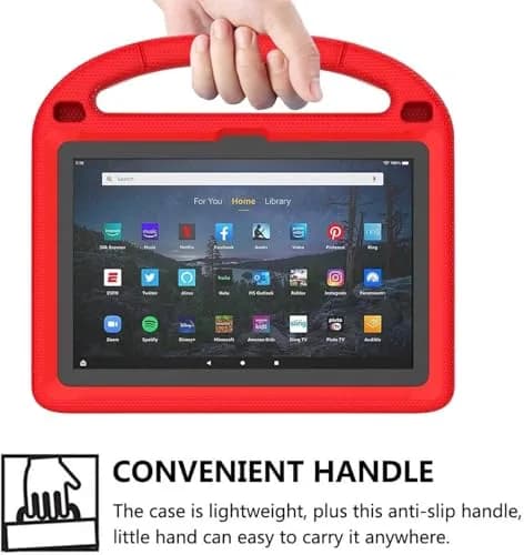 DICEKOO Kids Case for New 10-inch Tablet 2023, Lightweight Shockproof EVA Foam Full Cover with Handle Kickstand (Red, 205g) thumbnail 4
