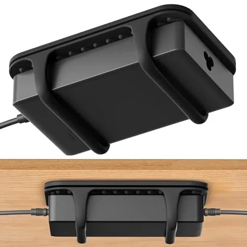 ELETIUO Universal Silicone Laptop Charger Holder, Under Desk Power Brick Mount, Black | Secure, Space-Saving, Damage-Free thumbnail 1