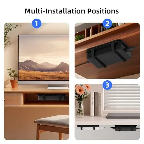 ELETIUO Universal Silicone Laptop Charger Holder, Under Desk Power Brick Mount, Black | Secure, Space-Saving, Damage-Free thumbnail 8