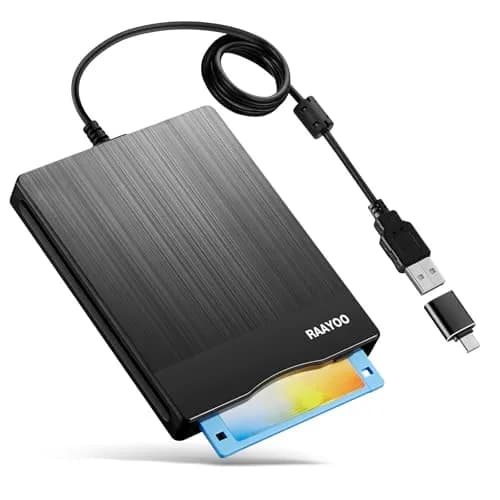RAAYOO 3.5 inch USB Floppy Disk Reader with USB-A/C | Reads Old Floppy Disks on Windows 11/10/7/XP thumbnail 1