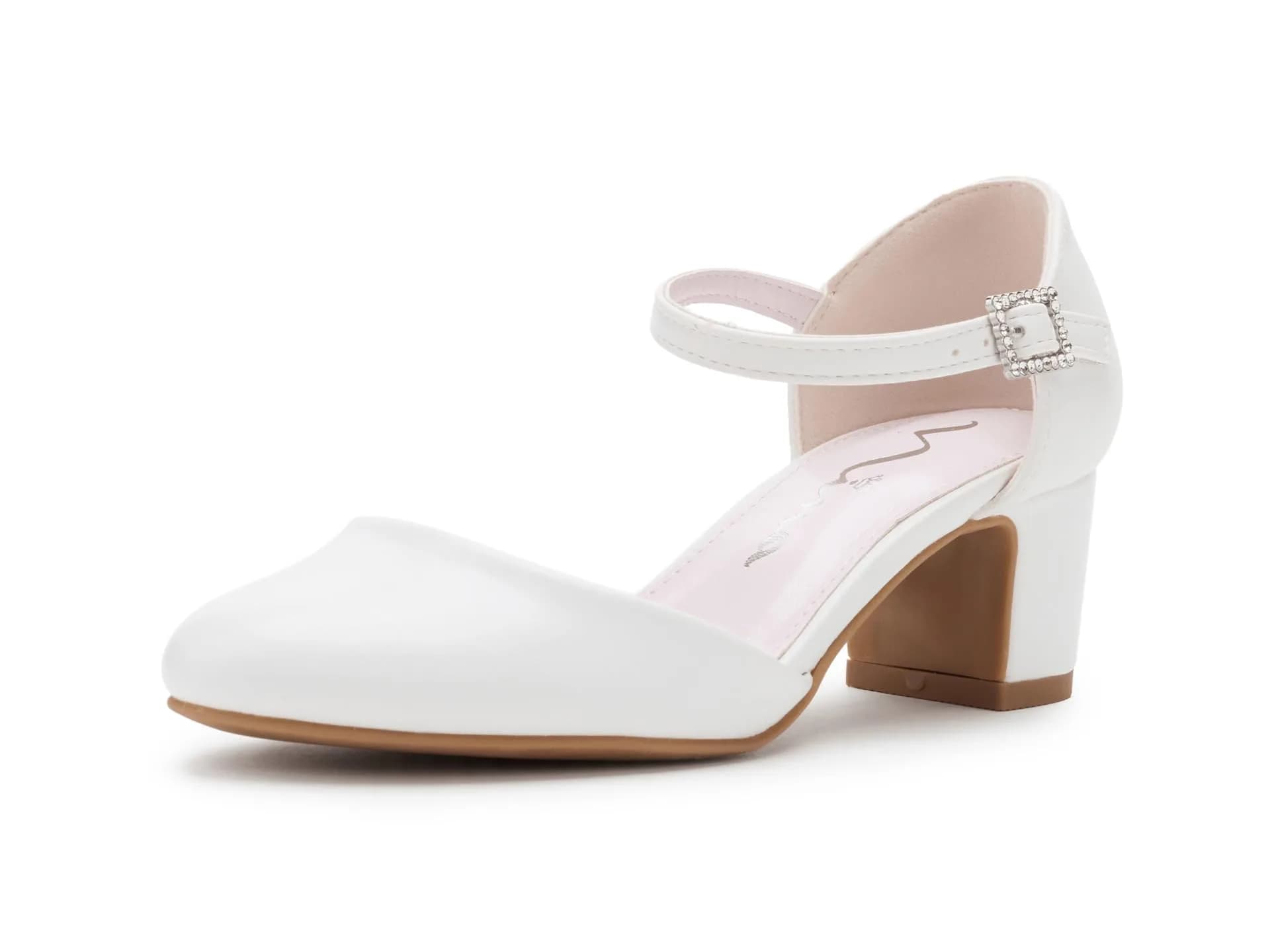 NINA Girls Macey 13 Medium Little Kid White | Classic Pump with Comfort & Sparkle