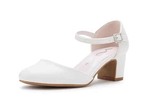 NINA Girls Macey 13 Medium Little Kid White | Classic Pump with Comfort & Sparkle thumbnail 1