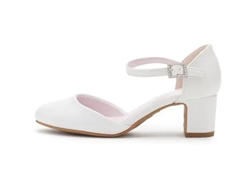 NINA Girls Macey 13 Medium Little Kid White | Classic Pump with Comfort & Sparkle thumbnail 4