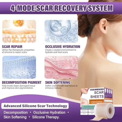PSECICI Silicone Scar Sheets Medical Grade Scar Tape 4M (157" x 1.6") | Advanced Scar Treatment for All Scar Types thumbnail 5
