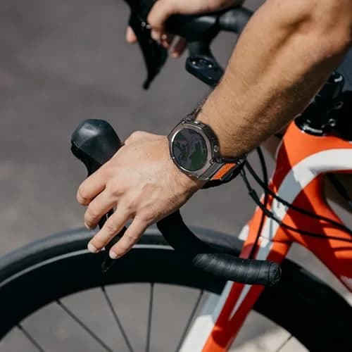 torbollo Sport Loop Watch Band for Amazfit T-Rex 3 Pro 48mm | Black/Orange Nylon, Adjustable Hook-and-Loop thumbnail 3