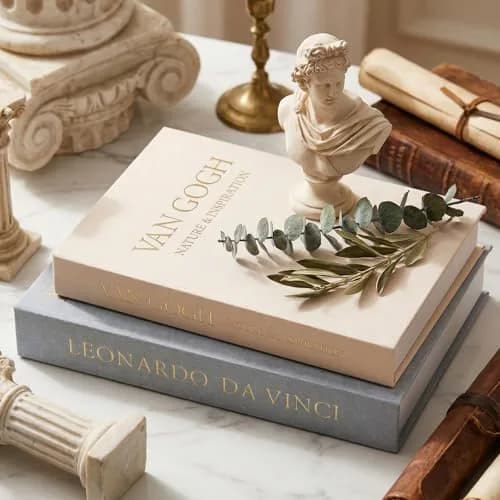Inoostar Decorative Linen Book Boxes Set of 2 | 28cm (11") & 25cm (9.88") | Grey & Beige thumbnail 5