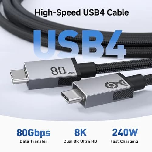 Cable Matters 80Gbps USB4 Cable, Thunderbolt 5/4 Compatible, 0.3m (1ft) | 8K@120Hz Video, 240W PD, 40Gbps Data thumbnail 2