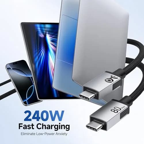 Cable Matters 80Gbps USB4 Cable, Thunderbolt 5/4 Compatible, 2m (6.6ft) | 8K@120Hz Video, 240W PD thumbnail 5