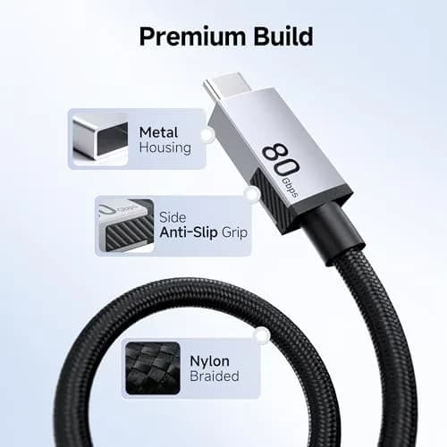 Cable Matters 80Gbps USB4 Cable, Thunderbolt 5/4 Compatible, 2m (6.6ft) | 8K@120Hz Video, 240W PD thumbnail 6
