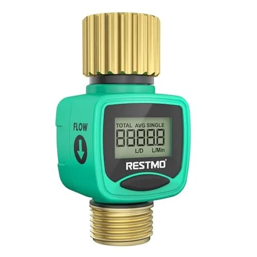 RESTMO Heavy Duty Water Flow Meter with Brass Inlet & Outlet, 1-40 LPM (0.26-10.6 GPM) | Accurate Flow & Consumption Tracking thumbnail 1