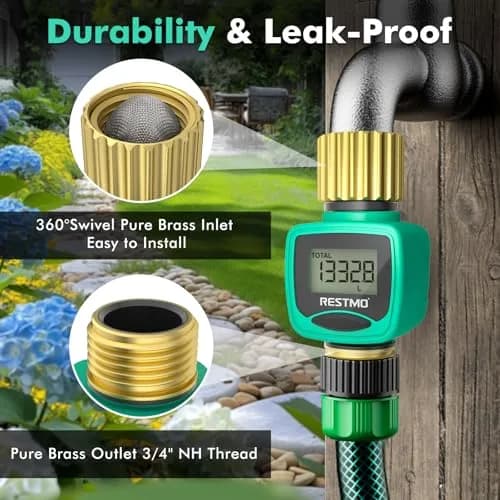 RESTMO Heavy Duty Water Flow Meter with Brass Inlet & Outlet, 1-40 LPM (0.26-10.6 GPM) | Accurate Flow & Consumption Tracking thumbnail 2