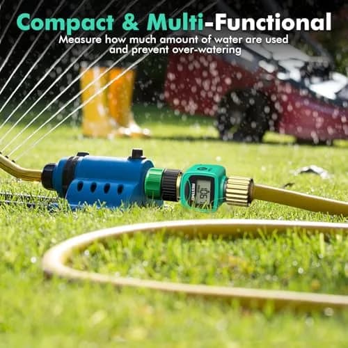 Restmo Heavy Duty Water Flow Meter with Brass Inlet & Outlet, 2 Pack | Measures Gallons/Liters & Flow Rate Accurately thumbnail 6