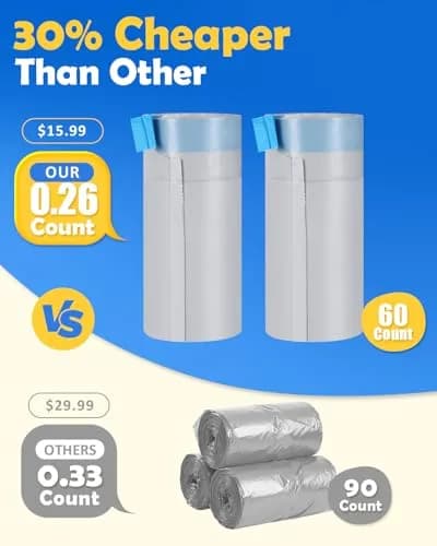 KropBom Heavy Duty Cat Waste Bags 27"x13" | Leak-Proof, Drawstring, 60 pcs thumbnail 6