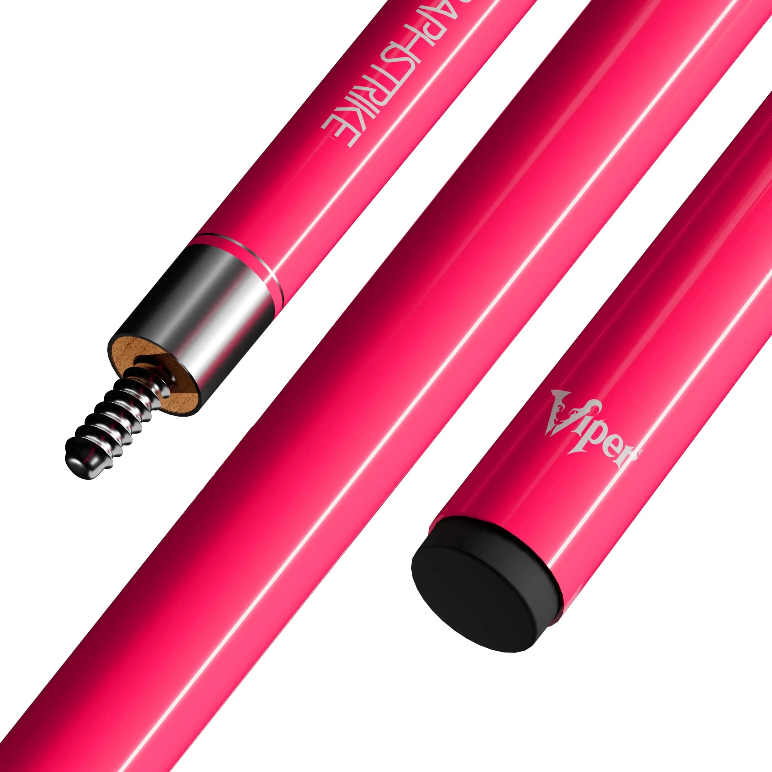 Viper by GLD Products Graphstrike 58" 2-Piece Pool Cue, Black, 19 Oz (1.1 kg) | Fiberglass Graphite Composite for Steady Stroke — Pink