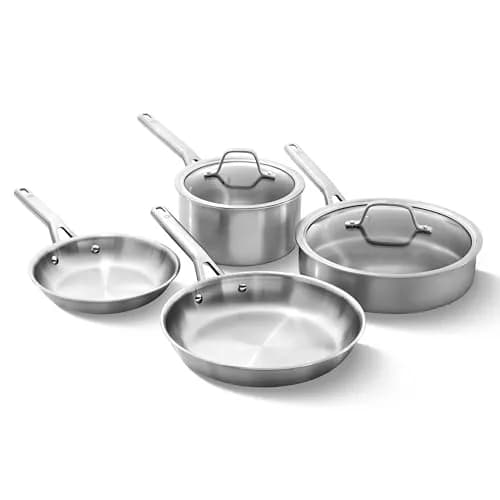 Calphalon 6-Piece Stainless Steel Cookware Set | Turbo Heat Tech, Oven Safe 450°F, Induction Compatible thumbnail 1