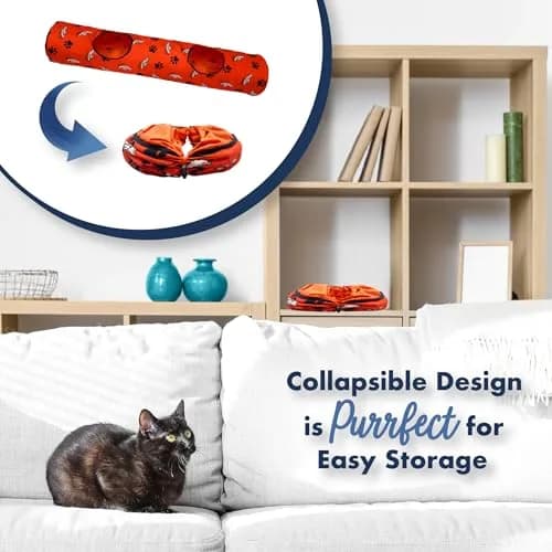 Pets First NFL Denver Broncos Cat Tunnel Tube Toy with Plush Football, Collapsible & Durable, All-Over Team Logo, for Cats to Play, Peek & Hide thumbnail 7