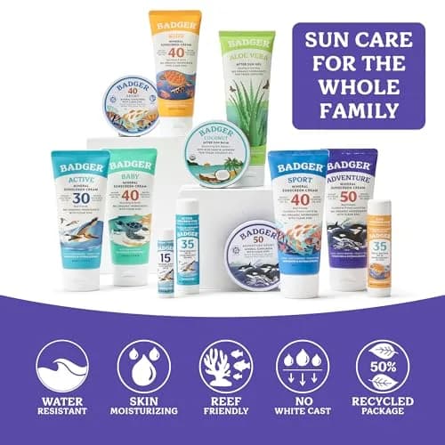 Badger Biodegradable Reef Safe Sunscreen SPF 50, 8.7ml (2.9 Fl Oz) 3-Pack | Broad Spectrum Protection for Sensitive Skin thumbnail 6