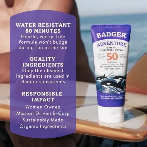 Badger Biodegradable Reef Safe Sunscreen SPF 50, 8.7ml (2.9 Fl Oz) 3-Pack | Broad Spectrum Protection for Sensitive Skin thumbnail 7