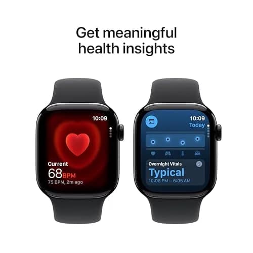 Apple Watch Series 11 [GPS 42mm] Jet Black Aluminum Case with Black Sport Band S/M | Always-On Display, 24-Hr Battery thumbnail 6