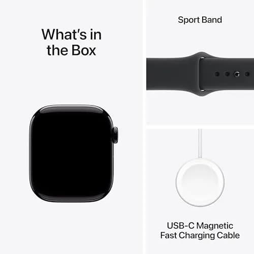 Apple Watch Series 11 [GPS 42mm] Jet Black Aluminum Case with Black Sport Band S/M | Always-On Display, 24-Hr Battery thumbnail 8