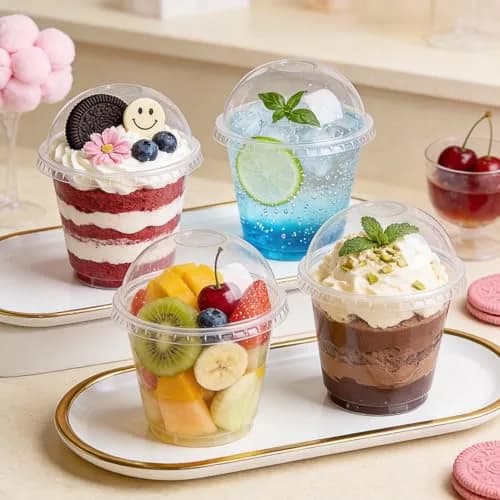 Lullaby 100 Pack 9oz Clear Plastic Dessert Cups with Dome Lids | Disposable to Go Party Cups thumbnail 8