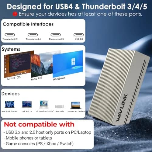WAVLINK USB4 to 10Gbps Ethernet Adapter with Thunderbolt 3/4/5 & USB4 Support | 10Gbps Wired Performance thumbnail 5