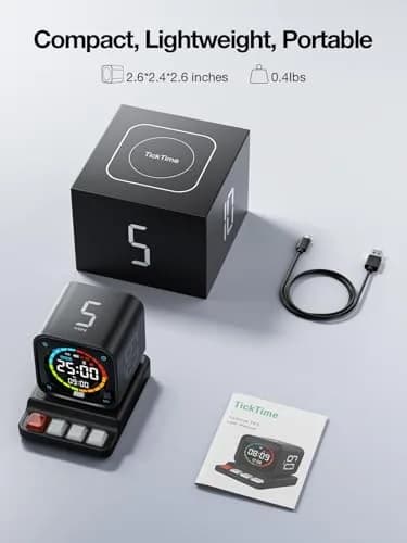 Ticktime Pomodoro Timer Cube 3 Alarm Silent Vibrate Clock 5/10/30/60 Min Obsidian Black thumbnail 9