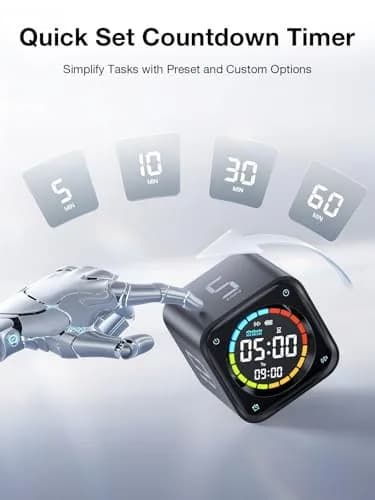Ticktime Pomodoro Timer Cube 3 Alarm Silent Vibrate Clock 5/10/30/60 Min Obsidian Black thumbnail 3