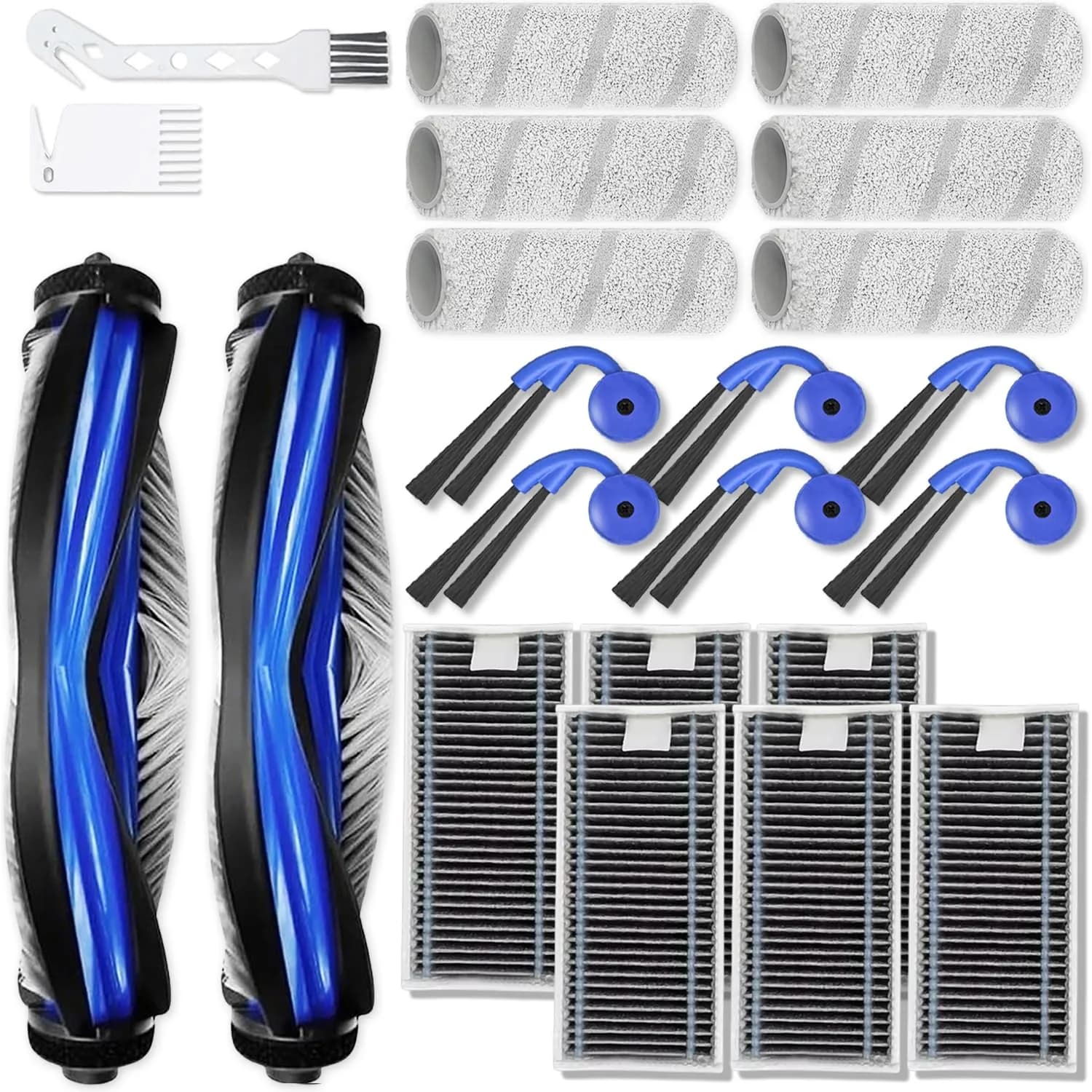 XVXUOU Replacement Accessories Kit for Ecovacs Deebot X11 OmniCyclone & Yeedi S20 Infinity Robot Vacuums | 2 Main Brushes, 6 Mop Cloths, 6 HEPA Filters, 6 Side Brushes