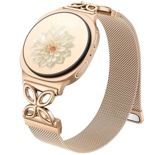 Getino Magnetic Floral Milanese Band for Samsung Galaxy Watch 9/8/8 Classic 40mm 44mm 46mm Rose Gold | Breathable Stainless Steel Strap thumbnail 1