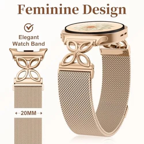 Getino Magnetic Floral Milanese Band for Samsung Galaxy Watch 9/8/8 Classic 40mm 44mm 46mm Rose Gold | Breathable Stainless Steel Strap thumbnail 6