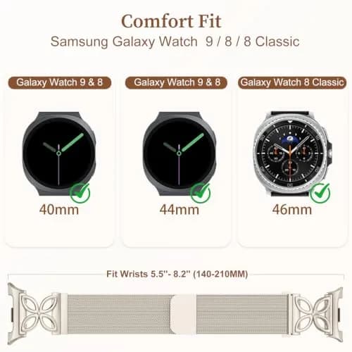 Getino Magnetic Metal Watch Band Compatible with Samsung Galaxy Watch 9 & 8 (40mm,44mm,46mm) | Floral Milanese Strap for Women thumbnail 5
