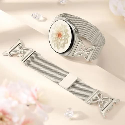 Getino Magnetic Metal Watch Band Compatible with Samsung Galaxy Watch 9 & 8 (40mm,44mm,46mm) | Floral Milanese Strap for Women thumbnail 7