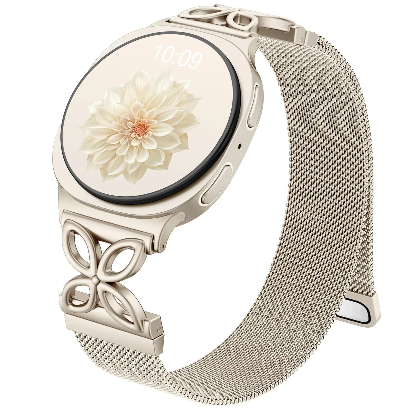 Getino Magnetic Metal Watch Band Compatible with Samsung Galaxy Watch 9 & 8 (40mm,44mm,46mm) | Floral Milanese Strap for Women — Strarlight
